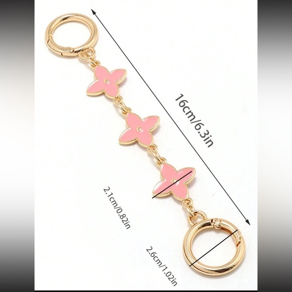 Flower Chain Extender Pink And Gold for Bags And Purses - Picture 2 of 2